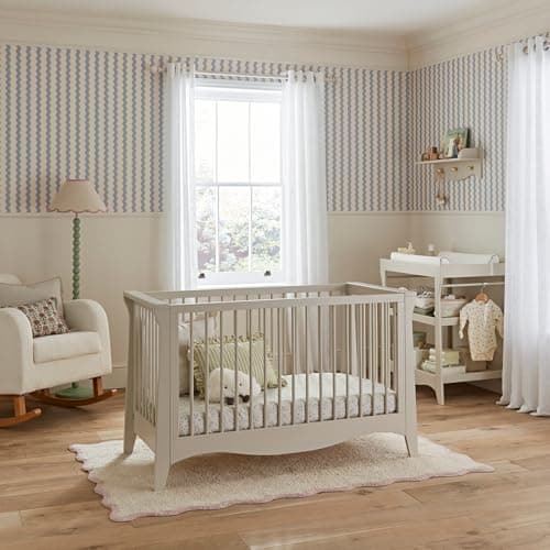 Image of CuddleCo Clara Baby Mini Cot Bed in Cashmere & Ash - Modern nursery furniture with 3 height settings - Converts into toddler bed - Mattress sold separately (120x60cm)