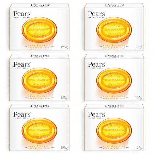 Image of 6 x 125g Pears Transparent Soap Pure & Gentle Made with Natural Oils, Yellow Soap