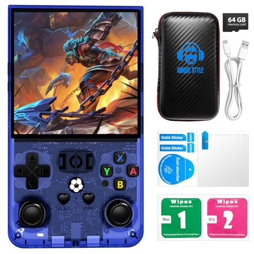 Image of R36MAX Retro Handheld Game Console with Open Source Linux System, 64GB TF Card Built-in 18,000+ Classic Video Games, Portable Gaming Console with 4.0-inch IPS HD Screen & 4000mAh Battery (Blue 64GB)