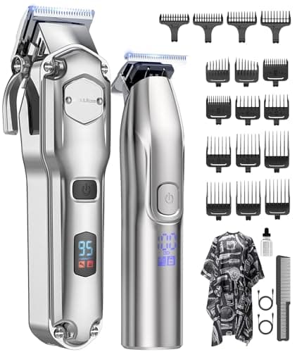 Image of Jack&Rose Hair Clippers Men and Trimmers Set, IPX7 Waterproof Cordless Hair Clippers for Men Haircut, Electric Barber Clippers Set T-Blade Hair Trimmer USB Rechargeable