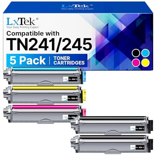 Image of LxTek TN241 TN245 Toner Cartridge Compatible with Brother TN241 TN245 for Brother 9015CDW 9020CDW 9022CDW 3140CW 3142CW 3150CDN 3150CDW 3170CDW 9130CDN 9140CDN 9330CDW Black Cyan Magenta Yellow 5-Pack
