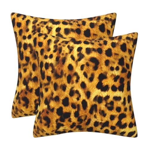 Image of Set of 2 Cushion Cover 50cm x 50cm Leopard Abstract Animal Skin Double-Sided Soft Velvet Modern Decor Square Pillow Cases for Sofa Bed Couch Outdoor Cushions Covers 20x20 Inches Home Decorations