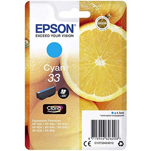 Image of Epson 33 Cyan Oranges, Genuine, Claria Premium Ink, Standard Capacity