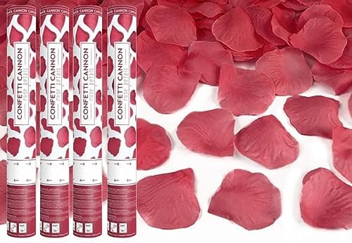 Image of Confetti Cannon For Party, Wedding, Birthday, Anniversary, Baby Shower | Confetti Shooter Popper 40 cm | 4 pcs (Red Rose Petals)