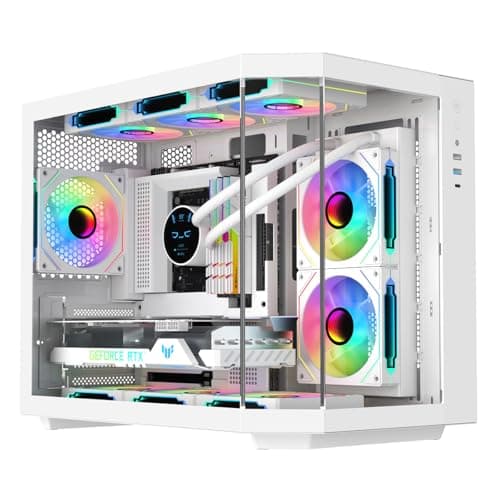 Image of IONZ APEX - PC Gaming Case, M/ATX Mid Tower, Dual Chamber Dynamic - Front I/O Type C, Tempered Glass (With 6 ARGB PWM Fans) - White