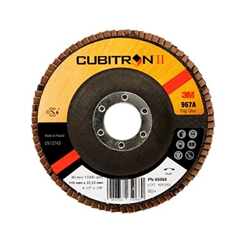 Image of 3M™ Cubitron™II Flap Disc 967A, 115 mm x 22 mm, 80+, Conical, 1 Disc / Box