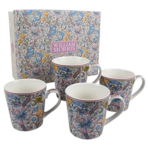 Image of LEONARDO Fine China William Morris Golden Lily 4 Count (Pack of 1) 8 oz Mug Set