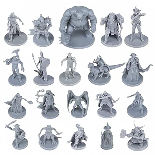 Image of Path Gaming Fantasy Tabletop Miniatures for Dungeons and Dragons, 28MM Scaled, 20 Unique Designs, Bulk Unpainted