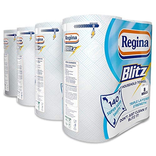 Image of Regina Blitz 3 Ply Kitchen Towel Rolls Jumbo Household Towel 70 Sheets Per Roll(Pack of 8 Rolls)