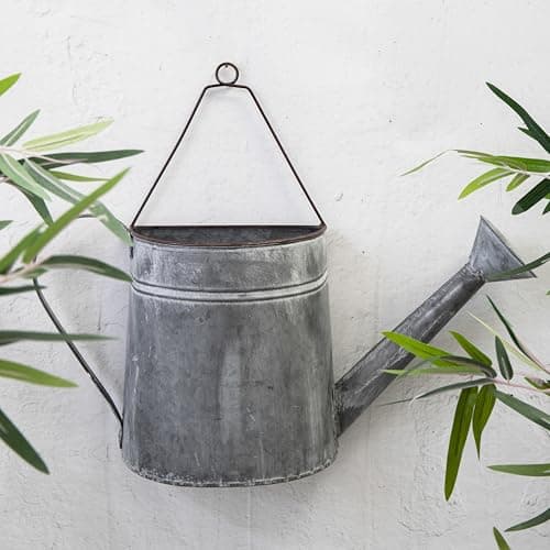 Image of Metal Watering Can Planter Patio Garden Wall Fence Flower Pot - Available in two Sizes (Large)