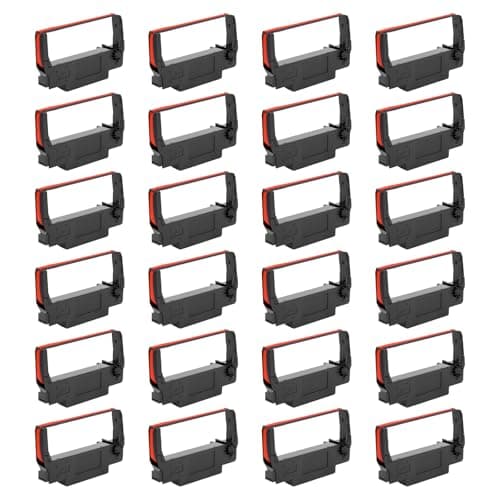 Image of 24-Pack ERC-30 ERC-34 ERC-38 B/R Ribbon Cartridge Black and Red Ink Replacement for Epson ERC30/34/38, TM-U220, BTP-M300, GRC-220BR Printers, Individually Sealed