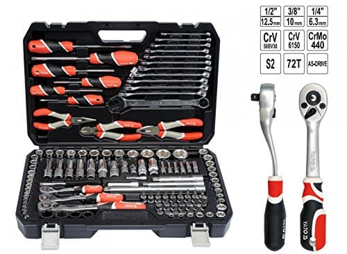 Image of Yato YT-38881 Socket Set 1/4 Inch, 3/8 Inch, 1/2 Inch 129 Pieces