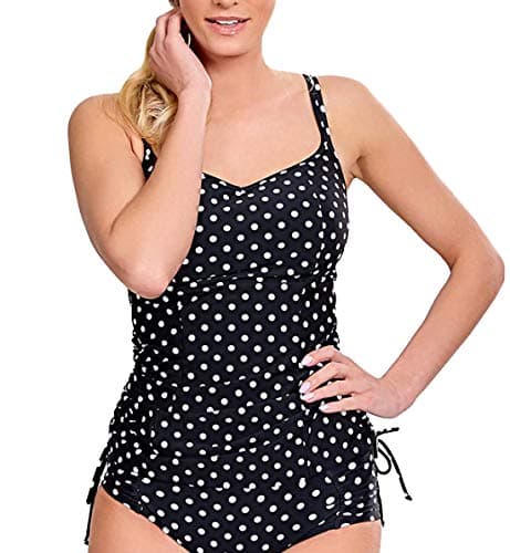 Image of Panache Women's Swim Anya Spot Underwire Tankini, Black/White, 32 F