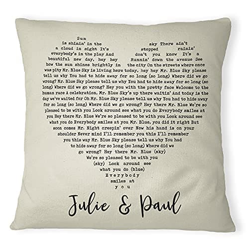 Image of Personalised Love Heart Lyrics Cushion Cover Add Your Song and Name 100% Cotton Square Pillow Home Throw Cushion Cover and Insert for Couch, Sofa, Chair, Bedroom or Living Room, Cover & Pad, Natural