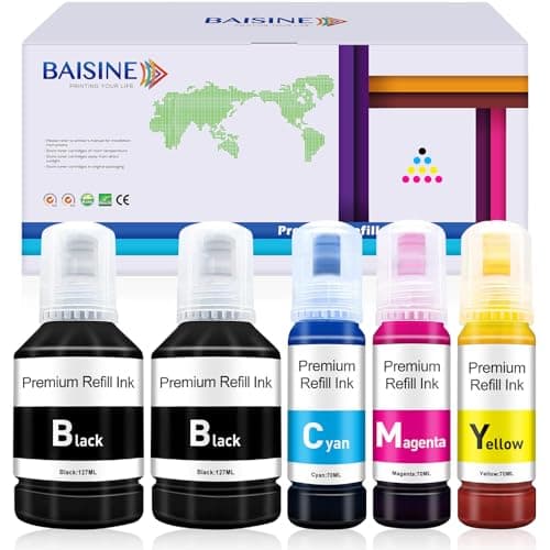 Image of BAISINE 102 Ink Compatible with 104 Ink Bottle Multipack, Replacement for Epson Ecotank ET-2810 ET-2812 ET-2820 ET-2830 ET-2860 ET-2861 ET-2850 ET-2856 ET-3850 ET-4850 ET-4700 ET-4800 ET-2710 ET-2750