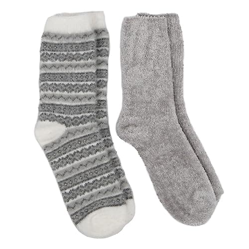 Image of totes Ladies Fair Isle Chenille Bed Socks (Twin Pack)