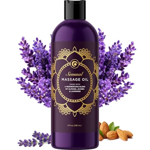 Image of Aromatherapy Sensual Massage Oil for Couples - Lavender Massage Oil for Skin with Jojoba and Sweet Almond Oil - Aromatherapy Oil Infused with Pure Natural Oils - Vegan Non GMO & Gluten Free