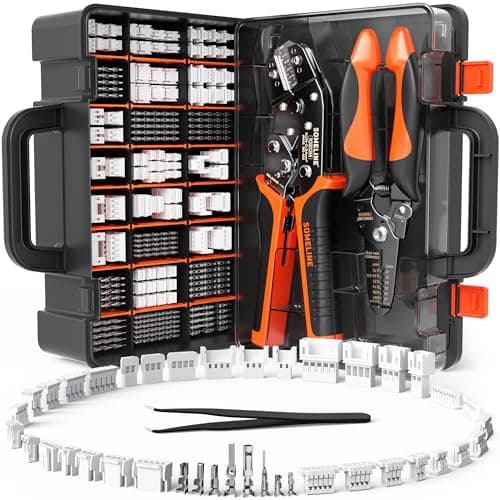 Image of SOMELINE Crimping Tool and Connector Kit, 24 Types of JST Connectors (SH 1.0mm, GH 1.25mm, ZH 1.5mm, PH 2.0mm) – 0.03–0.34mm² (32–22 AWG) Wire Crimper Pliers, Compatible with Molex, TE and JST Series