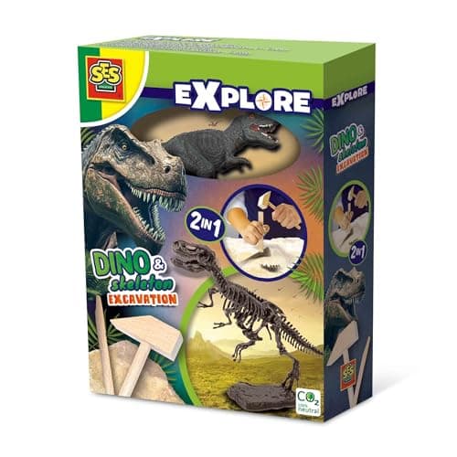 Image of SES Creative 25092 2 in 1 Dinosaur and Skeleton Dig-T-rex, One Size