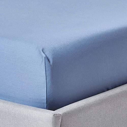 Image of HOMESCAPES 1000 Thread Count Egyptian Cotton Blue Deep Fitted Sheet (12”) King Size Luxury Bed Sheet with Fully Elasticated Skirt