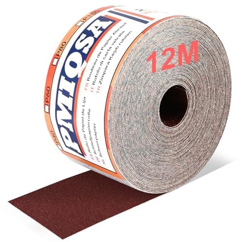 Image of PMIQSA 70mm x 12M Sandpaper Roll 240 Grit, Hook & Loop Aluminum Oxide Sandpaper for Automotive, Woodworking Color Sanding, Finishing Metal