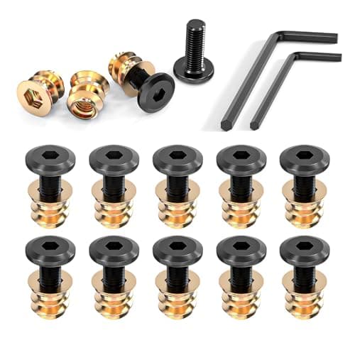 Image of Wavanta 10Pcs M6 x 16mm Furniture Screw Nut Threaded Wood Inserts Bolt Fastener Connector Hex Socket Drive M6 x 10mm Screw-in Nuts with Wrenches
