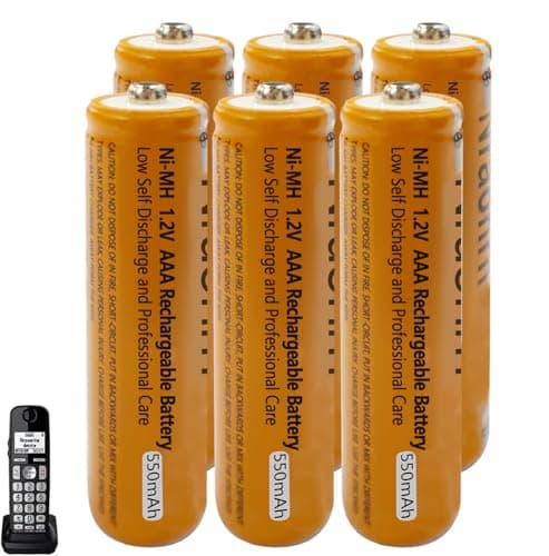 Image of NI-MH AAA Rechargeable Battery for BT Cordless Landline House, 1.2V 550mah 6-Pack AAA rechargeable Batteries for Panasonic Gigaset Handsets