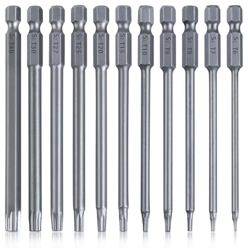 Image of LEONTOOL 11 Piece Security Torx Bit Set T6 to T40 Torx Head Screwdriver Bit Set 1/4 Inch Hex Shank Magnetic Tamper Proof Star 6 Point Screw Driver Kit Tools 4-Inch Long Drill Bits, S2 Alloy Steel
