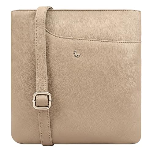 Image of Lloyd Baker Genuine Leather Crossbody Bag – Soft, Compact Shoulder Handbag with Adjustable Strap, Phone Pocket, and Multiple Compartments | Kanatal (Off white/cream- Oxford tan)