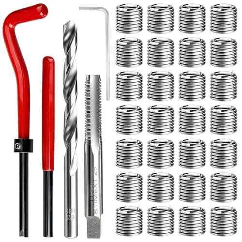 Image of CAIYUANGUANGJIN 55PCS Thread Repair Kit, M8 x 1.25mm Metric Thread Insert, Drill Tap Hand Tool Kit for Helicoil Car Auto Repair Insertion Thread Restoring
