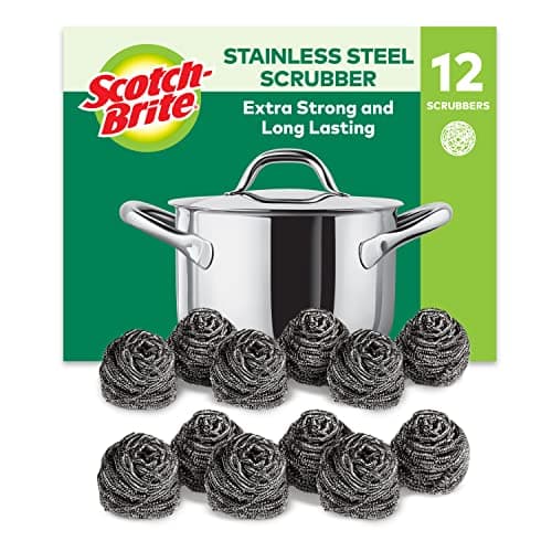 Image of Scotch-Brite Stainless Steel Scourer, 12 Pieces - Rust Resistant Spiral Metal Scourer, Powerful and Effective Clean Scrubbing pad