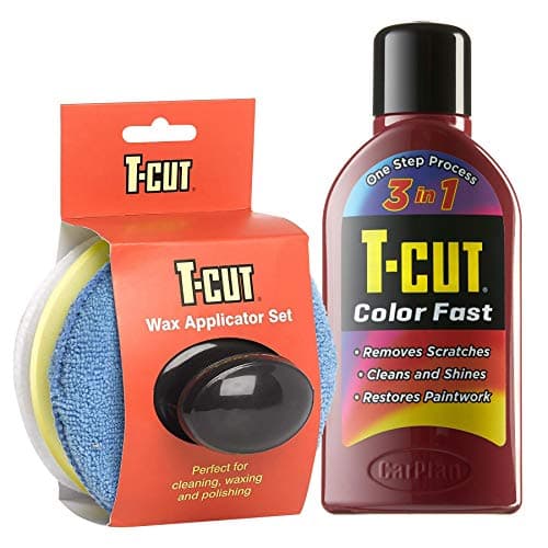 Image of T-Cut Color Fast Dark Red Scratch Remover, Paintwork Restorer, Car Polish, 500 ml plus Wax Applicator Set with Handle