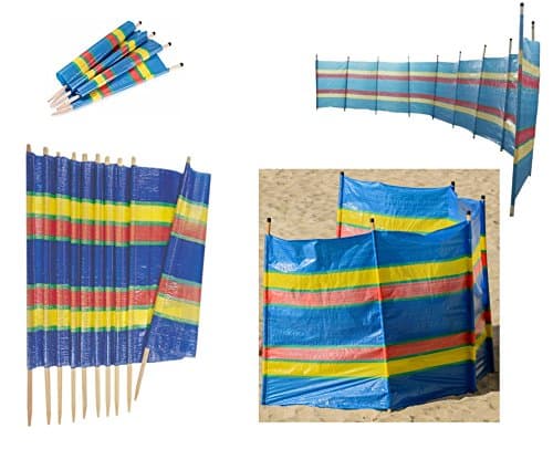 Image of AQS 4,5,6,8,10 Wooden Pole Wind break Windbreaker Beach Sun Shelter Caravan Camping (5 Pole 5ft Hight x 9ft Long)