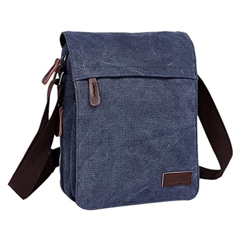 Image of AYES Crossbody Man Bag Canvas Messenger Shoulder Crossbody Backpack For Daily Use, Work, School Sports And Outdoor (Dark blue)
