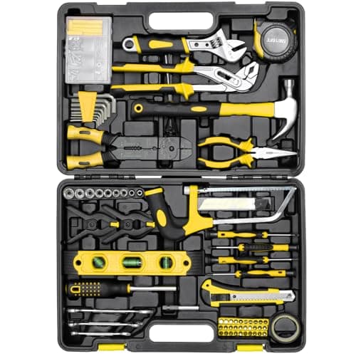 Image of TLGREEN 218 Piece Tool Kit, Professional Mechanic Tool Set with Portable Toolbox, Saw, Adjustable Wrench, Socket Set, Screwdrivers & More for DIY Repairs in Home, Garage, Apartment