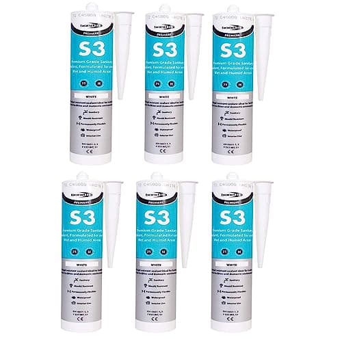 Image of Bond-it 310ml S3 Grade Sanitary Silicone Sealant High Performance Bathroom Bath Kitchen Sink Shower Anti Mould Window Fungal Resistant Premium EU3 (White, 6)