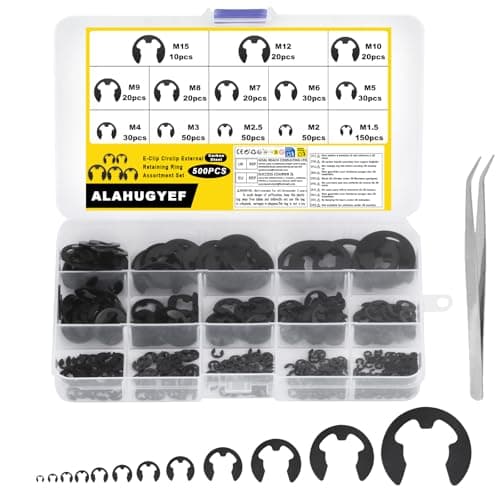 Image of 500 Pcs Circlips Kit for Circlip Pliers, External Retaining Ring Clips, Internal External Snap Opening Ring Circlips Kit, 13 Sizes