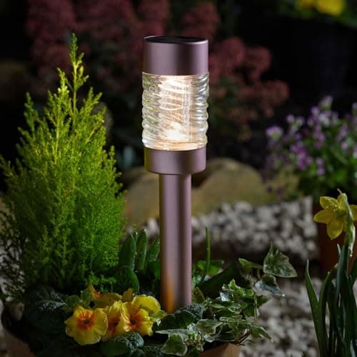 Image of Smart Garden Products 1001046 Solar Rose Gold Martini Stake Light, Warm White, 3 Lumens