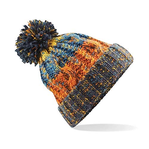 Image of ASVP Shop Corkscrew Cable Knitted Bobble Hat Plain Mens Womens Beanie Warm Winter Pom Wooly Cap (Retro Blue)