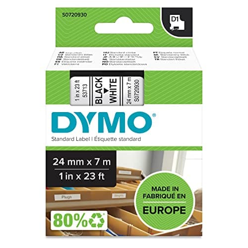Image of DYMO Authentic D1 Labels | Black Print on White | 24mm x 7m | Self-Adhesive Labels for LabelManager Label Printers