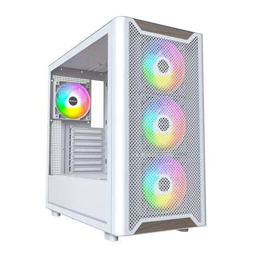 Image of MONTECH XR Wood,Genuine Black Walnut Front, ATX Mid-Tower PC Gaming Case, Glass Side Panel, 4 x 120mm GF120 ARGB PWM Fans Pre-Installed, White