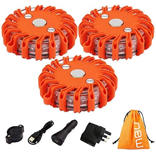 Image of TEHEO Flashing Warning Lights, 3 Pieces Rechargeable Emergency Breakdown Lights, Orange Hazard Light, Magnetic Flashing Light, Led Beacon for Traffic accidents, Breakdowns, Road & Water Hazards