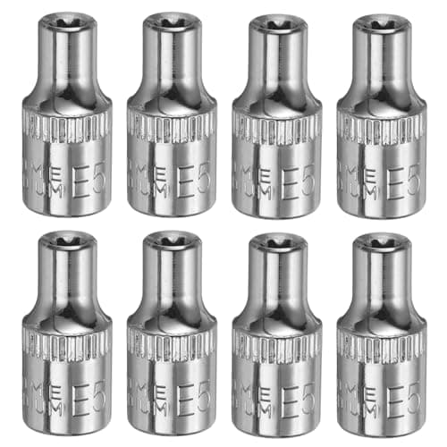 Image of sourcing map 8pcs E-Torx Socket 1/4" Drive E5 External Torx Deep Socket CR-V 6 Point Spline Socket Star Female Bit Socket for Auto Repairs Home Maintenance DIY Hand-Making 1" Length