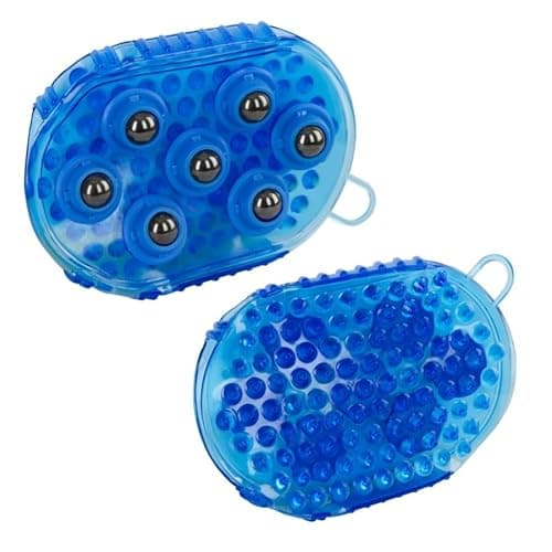 Image of Horse & Pony Grooming Mitt, Dual Sided Massage & Curry Comb Glove, Horse Hair Brush Cleaning and Massager (Blue)