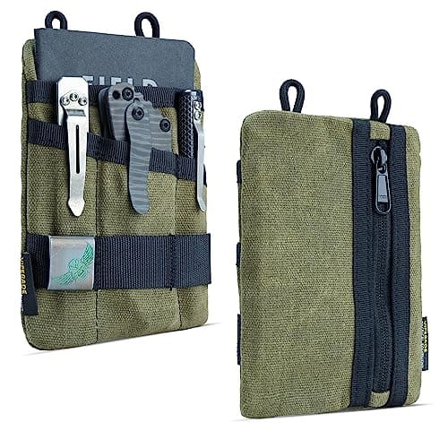 Image of VIPERADE VE1-OW Small EDC Pocket Pouch,Waxed Canvas EDC Tool Organiser Pouch with 5 Pockets,Small Multitool Organiser for Flashlight Multitools Pen Notebook -Green