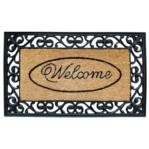 Image of Lifestyle comfort ltd WELCOME Rubber Door Mat 75 cm x 45 cm Heavy Duty Non-Slip Entrance Floor Door Mat Indoor & Outdoor Mats for Front Door Dirt Scrapper Garden Matting Welcome Design (PACK OF 1)