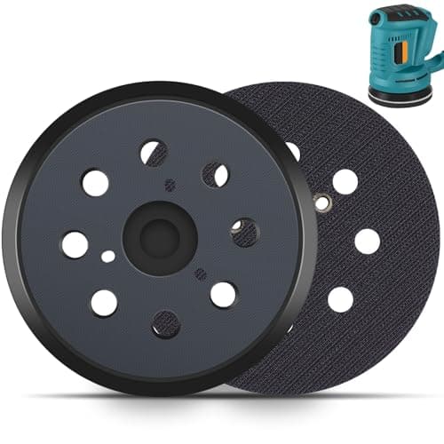 Image of Poweka 743081-8 Backing pad for Compatible with Makita Random Orbit Sander 5-inch Dia 8 Hole Round Backing Pad Hook and Loop Replacement Part (2 pc)