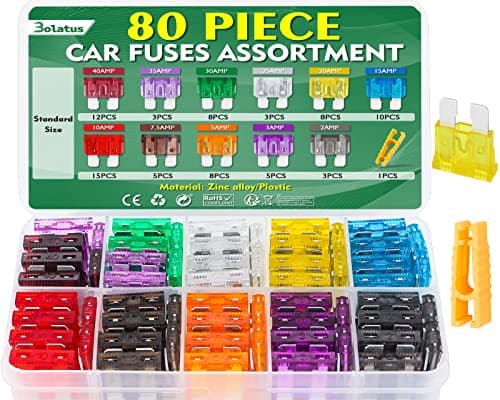 Image of Bolatus 80Pcs Standard Car Fuses - Blade Fuse Set 2A to 40A for Automotive, Caravan, Motorcycle, Truck, RV + Fuse Puller