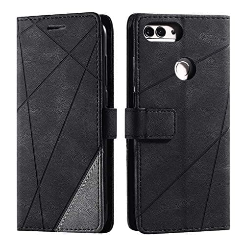Image of SONWO Case for Huawei Honor 9 Lite Case, Premium Leather Flip Wallet Case Magnetic Closure Card Slots Kickstand Phone Case for Huawei Honor 9 Lite, Black