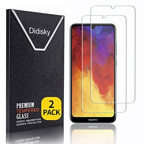 Image of Didisky Tempered Glass Screen Protector for Huawei Y6 2019/Y6 PRO 2019/Honor 8A /Honor 8A PRO, [ 2 Pack ] Anti Scratch, 9H Hardness, No Bubbles, High Definition, Easy To Apply, Case Friendly